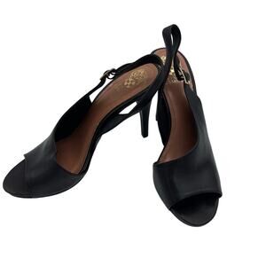 Vince Camuto Women's Black Leather Felippa Sling Back Sandals Size 9.5M